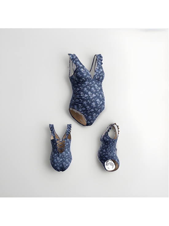 A Pea in the Pod Other - A Pea in the Pod Maternity One-Piece Swimsuit L Navy Blue Floral Underwire G